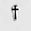 small catholic cross behind ear, cursive elements tattoo design idea