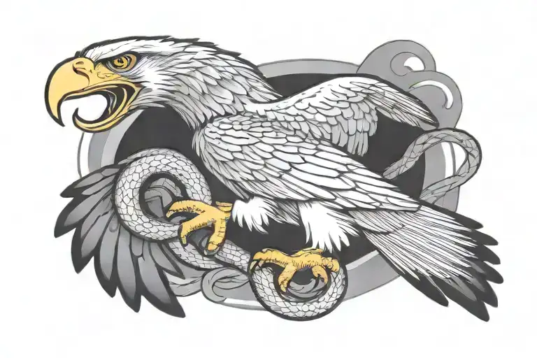 eagle attacking holding snake tattoo design idea