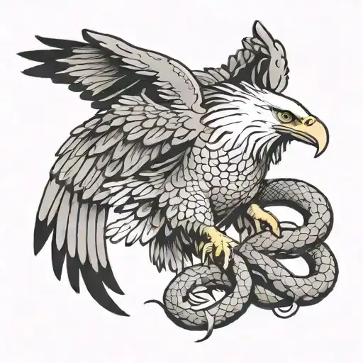 eagle attacking holding snake tattoo design idea