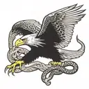 eagle soaring holding snake wrapped tattoo design idea