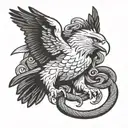 eagle attacking holding snake tattoo design idea