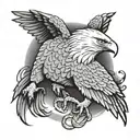 eagle attacking holding snake tattoo design idea