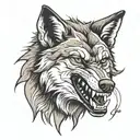 wolf showing teeth tattoo design idea