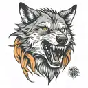wolf showing teeth tattoo design idea