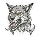 wolf showing teeth tattoo design idea