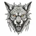 wolf showing teeth tattoo design idea