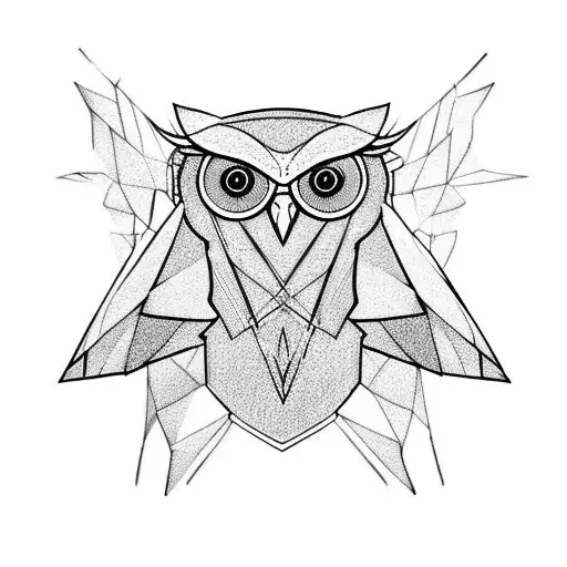 owl, polygons, shapes, open wings, full body tattoo design idea