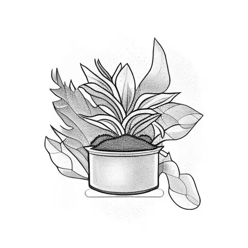 A tattoo of a plant growing out of a mixing bowl, symbolizing growth and creativity tattoo design idea