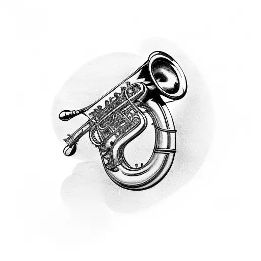 jazz style saxaphone with soundwaves tattoo design idea