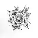 cross catholic flower tattoo design idea