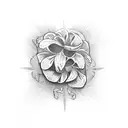 cross catholic flower tattoo design idea