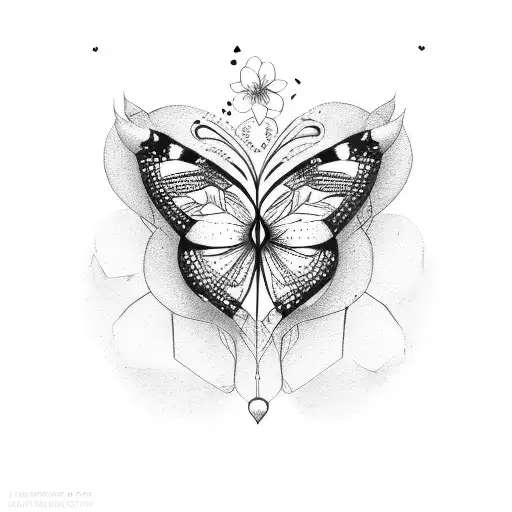heart with butterfly tattoo design idea
