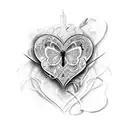 heart with butterfly tattoo design idea