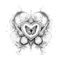 heart with butterfly tattoo design idea
