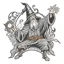 evil wizard casting a spell tattoo design idea