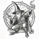 evil wizard casting a spell tattoo design idea