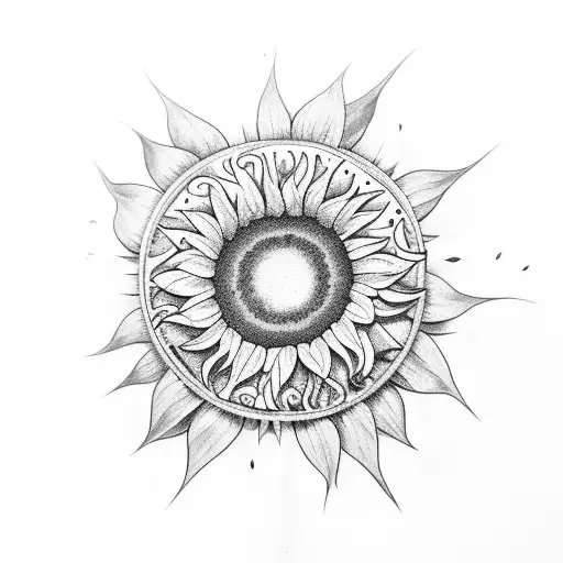 coffee Bean with one sunflower growing out of it tattoo design idea