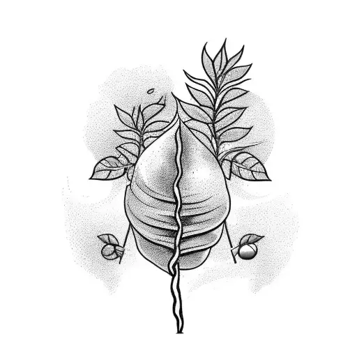 A coffee bean plant growing from a crackling fire tattoo design idea