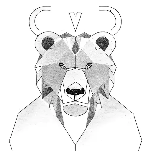 bear in forest with 2 baby lions and a baby ram tattoo design idea