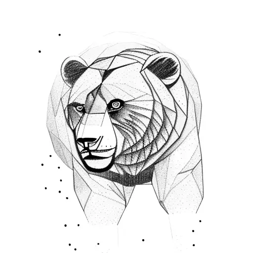 bear in forest with 2 baby lions and a baby ram tattoo design idea