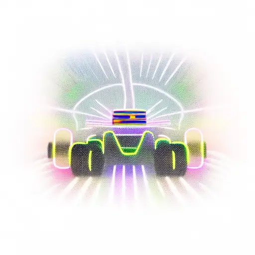 Go-kart speeding through a neon-lit city tattoo design idea