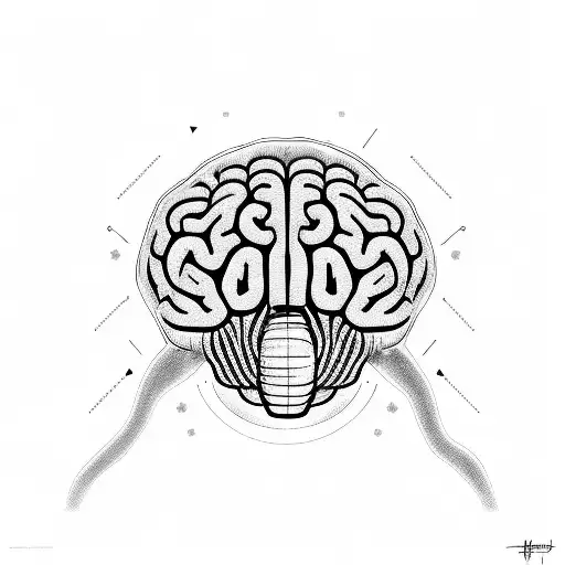 Brains with highway around it and spinning clock tattoo design idea