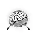Brains with highway around it and spinning clock tattoo design idea