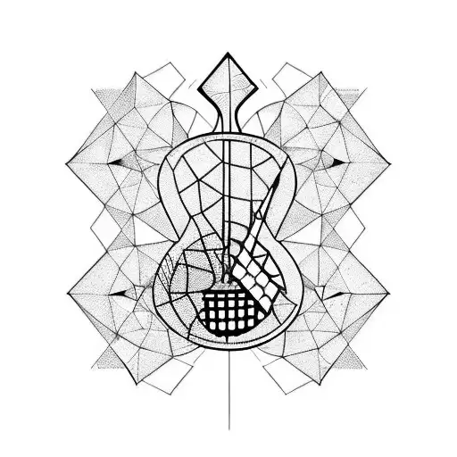 rhombus with music guitar tattoo design idea
