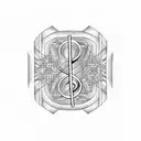 treble clef inside a rhombus tattoo design idea