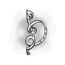 treble clef inside a rhombus tattoo design idea