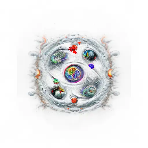 fire and water in yin yang tattoo design idea