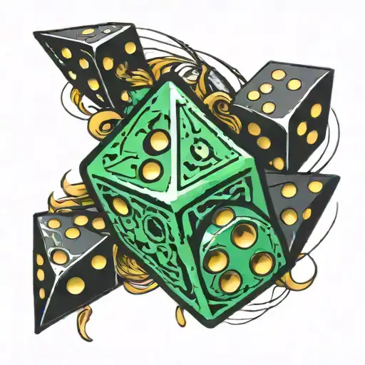 dice rolling tattoo design idea