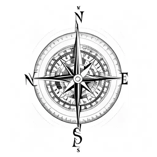 Compass with a kayak in and skier and like an norwegian mountain tattoo design idea