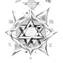 star of david with pride flag and a map of Israel tattoo design idea