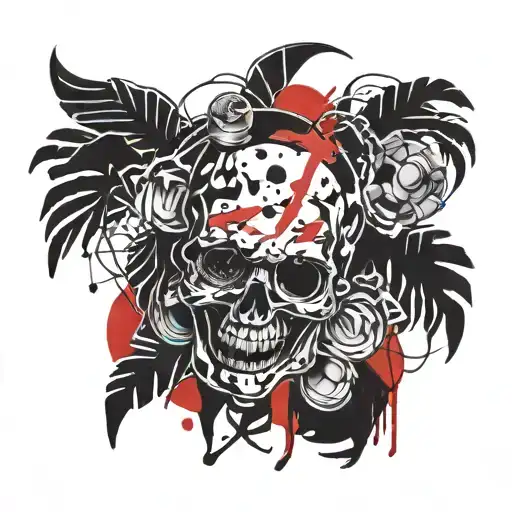 trash polka style tattoo design idea