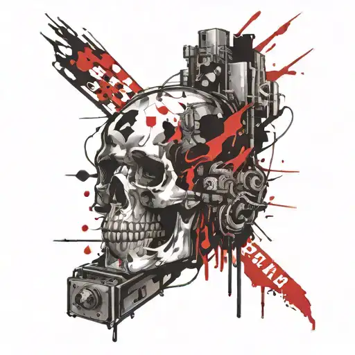 trash polka style tattoo design idea