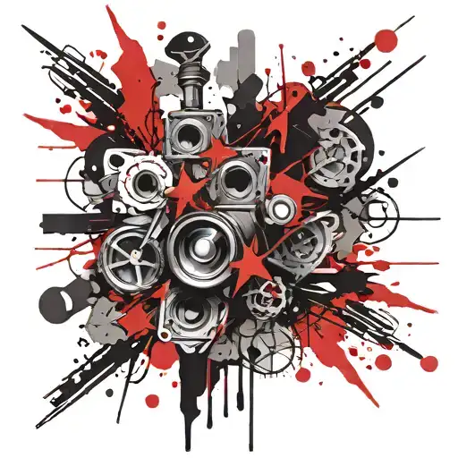 trash polka style tattoo design idea