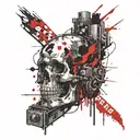 trash polka style tattoo design idea