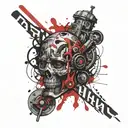 trash polka style tattoo design idea