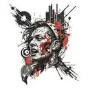 trash polka style tattoo design idea