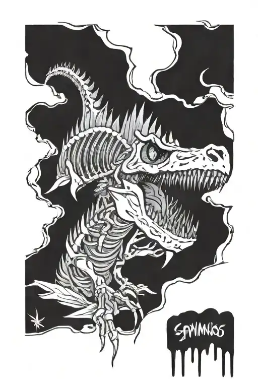 Spinosaurus skeleton emerging tattoo design idea