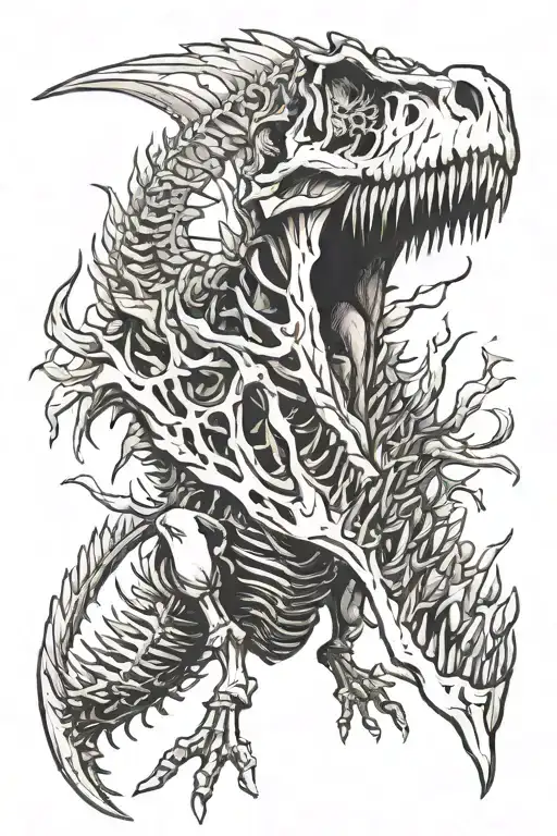 Spinosaurus skeleton emerging tattoo design idea