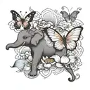 lotus flower, butterfly, elephant tattoo design idea