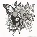 lotus flower, butterfly, elephant tattoo design idea