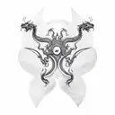 A minimalist and abstract representation of a dragon, heart, and scorpion combined, reflecting the client's favorite things in a unique way tattoo design idea