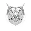 A minimalist and abstract representation of a dragon, heart, and scorpion combined, reflecting the client's favorite things in a unique way tattoo design idea