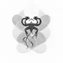 A minimalist and abstract representation of a dragon, heart, and scorpion combined, reflecting the client's favorite things in a unique way tattoo design idea