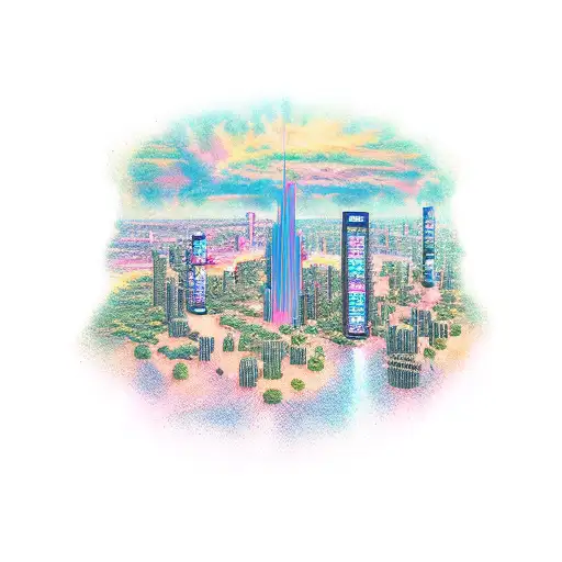 future city scape  tattoo design idea