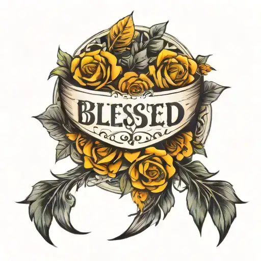 the inscription "Blessed" tattoo design idea