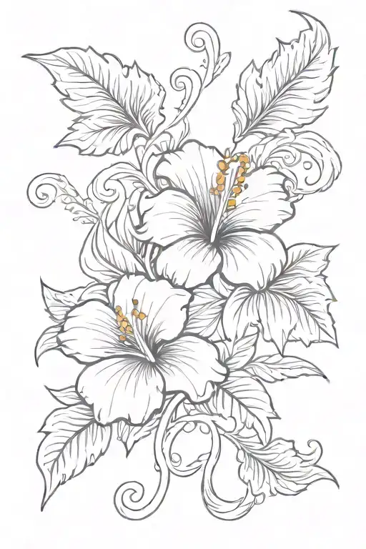 the word  forever in old english font with hibiscu's tattoo design idea